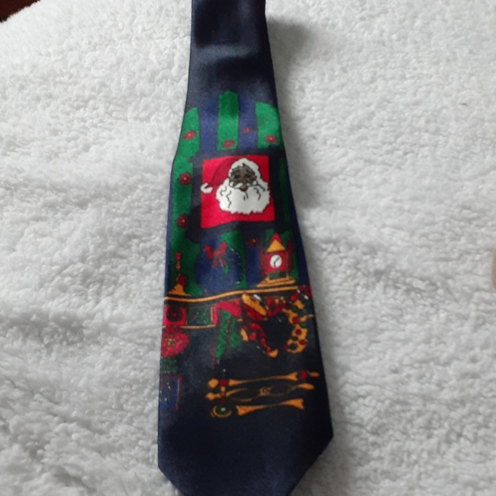 Unique Vintage Holiday Gold City Silk Santa Tie Christmas